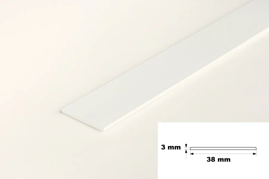 pvc plastic white flat bar strip dia 3mm x 38mm