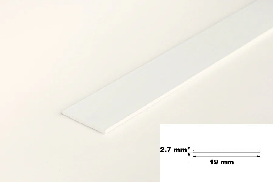 pvc plastic white flat bar strip diagram 2.7mm x 19mm