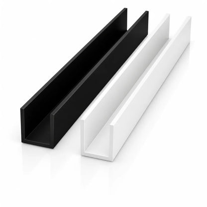 PVC U Channel Profile Edge Trim 1m Black & White 39.37 Inch