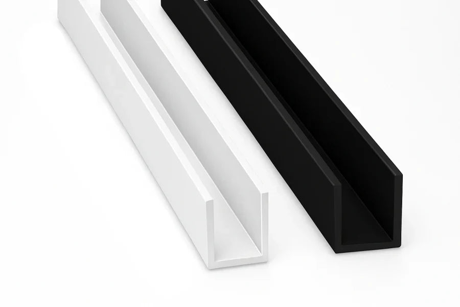 PVC U Channel Black & White Rigid Plastic TW Profile Edge Trim