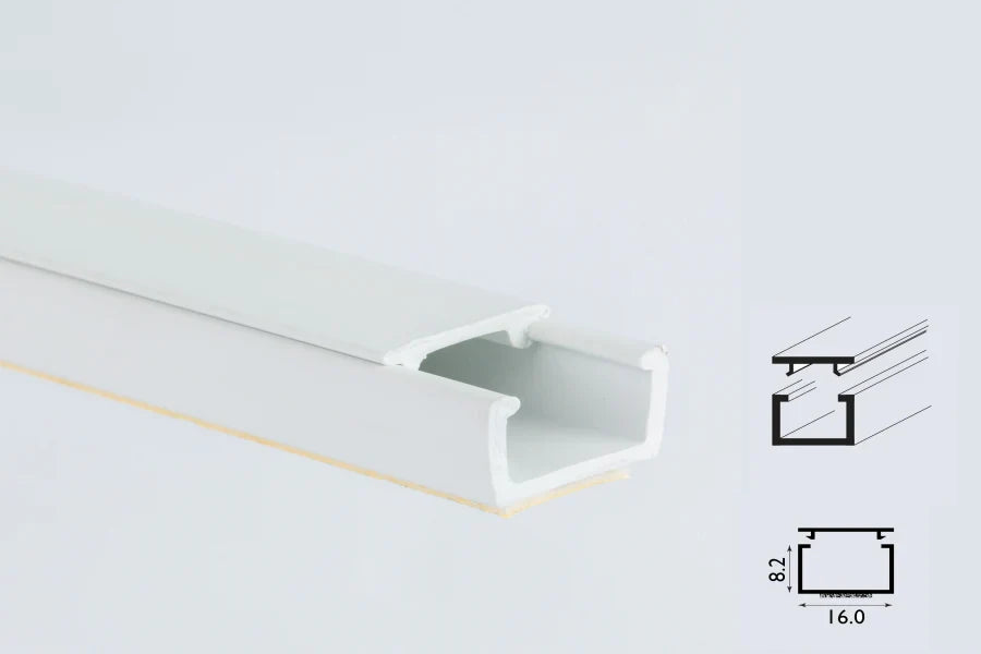 PVC Cable Trunking White Self-Adhesive Wire Cover – 8.2mm-16mm