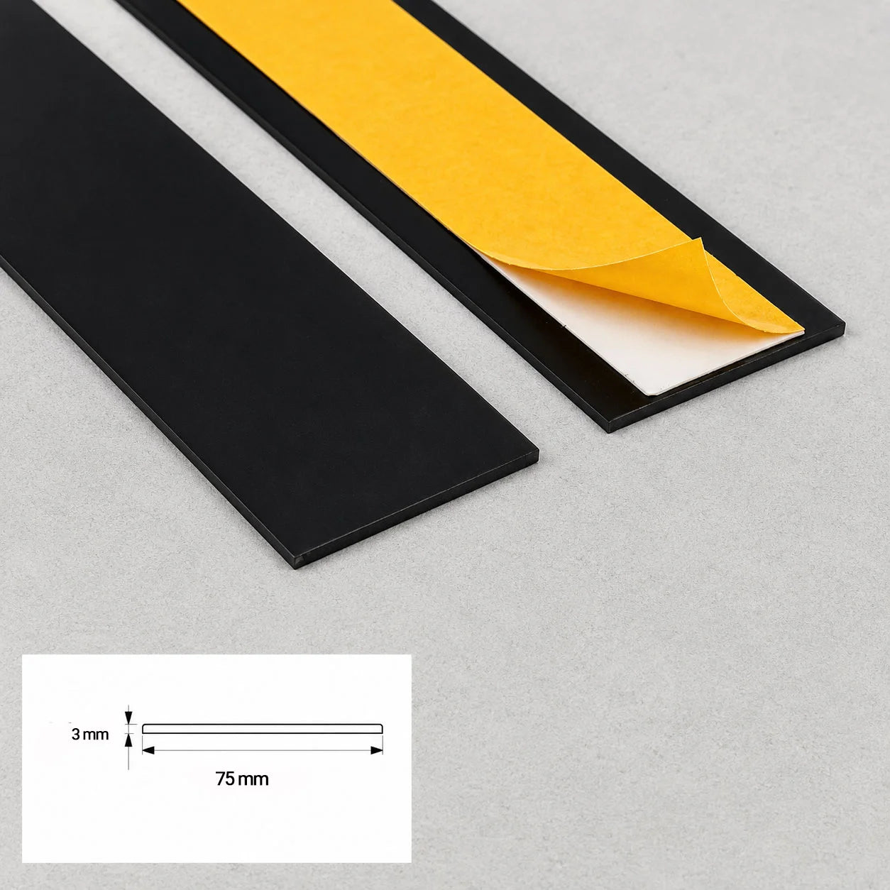 PVC Flat Bar Cover Strip Self Adhesive Trim 75x3mm black