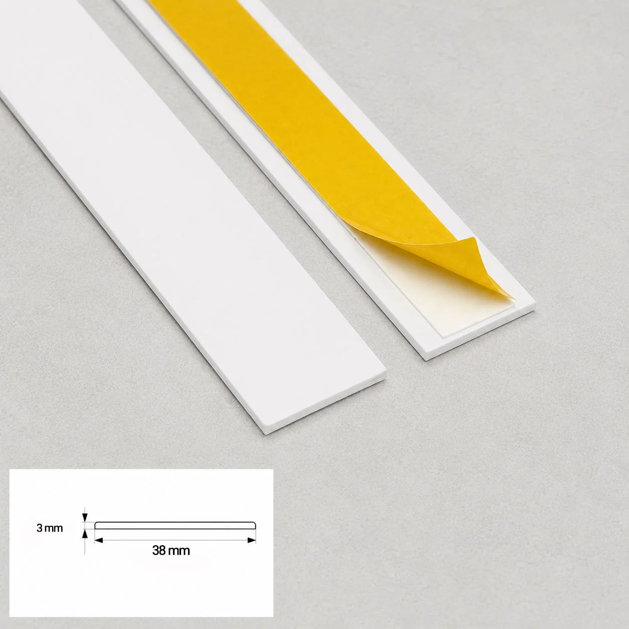 PVC Flat Bar Cover Strip Self Adhesive Trim 38x3mm White