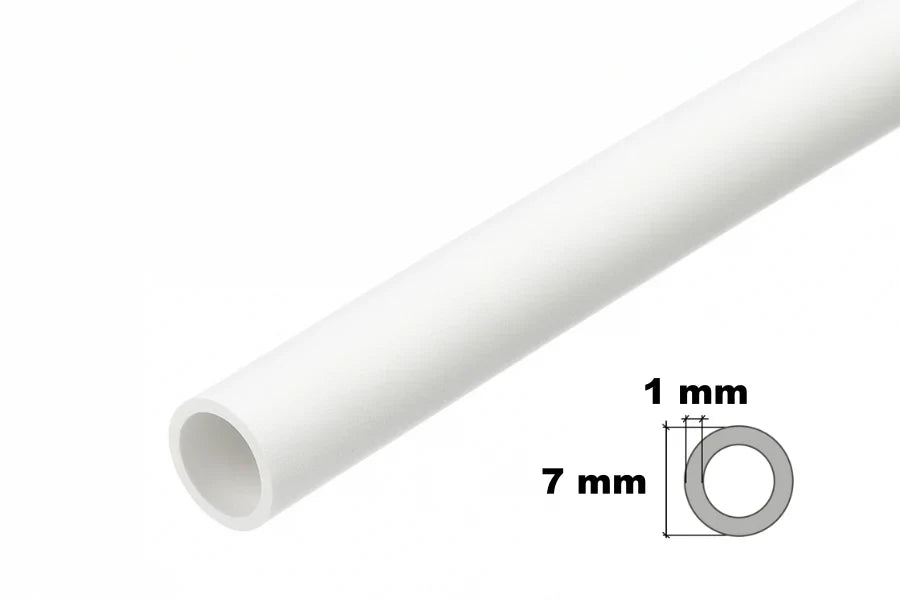 PVC Plastic Round Pipe Tube White -1mmx7mm / 39.37" Length