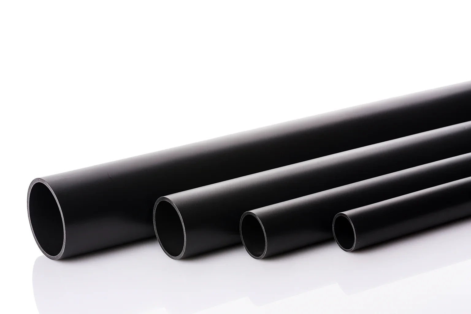 PVC Plastic Round Pipe Tube -1m / 39.37" Length-Black