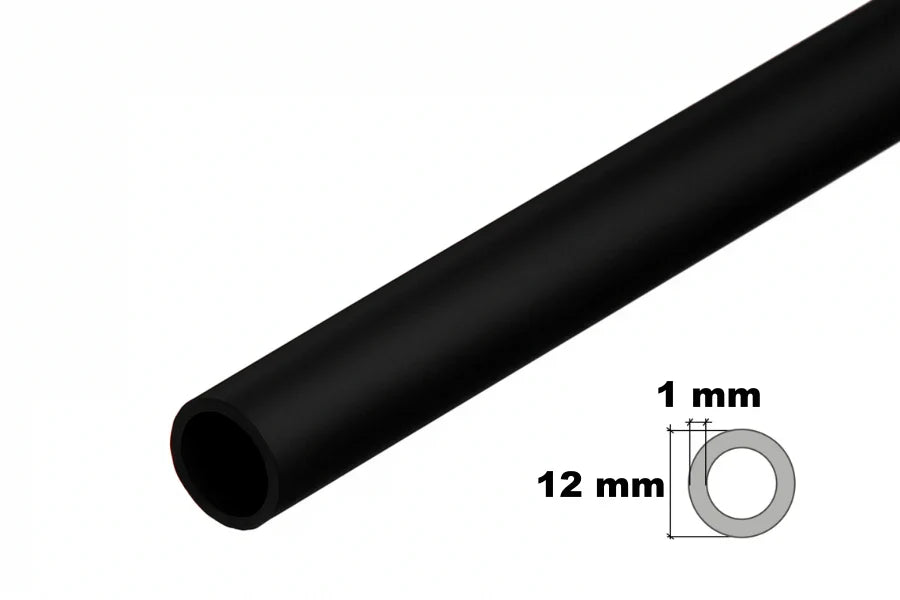 PVC Plastic Round Pipe Tube Black -1m mx12mm/ 39.37" Length