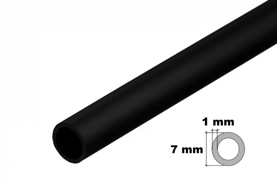 PVC Plastic Round Pipe Tube Black -1mmx7mm / 39.37" Length