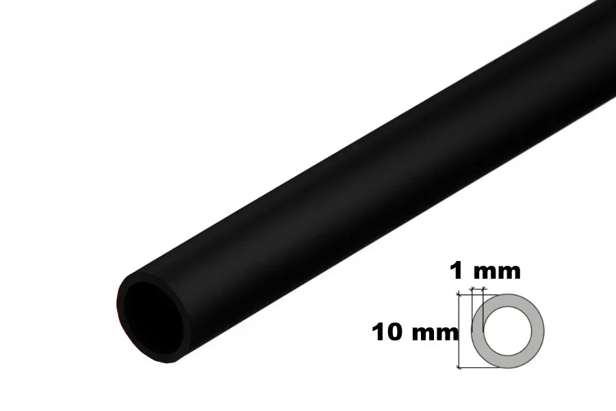 PVC Plastic Round Pipe Tube Black -1mmx10mm / 39.37" Length