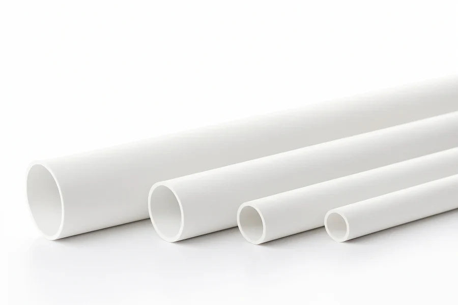 PVC Plastic Round Pipe Tube -1m / 39.37" Length White