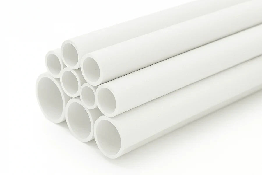 PVC Plastic Round Pipe Tube-1m / 39.37" Length White- Image