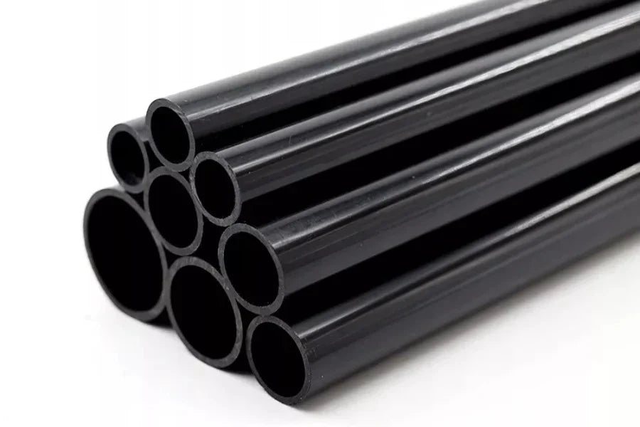 PVC Plastic Round Pipe Tube - Black -1m / 39.37" Lengths