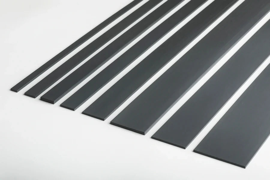 Close Up of Anthracite PVC Plastic Flat Bar Strip