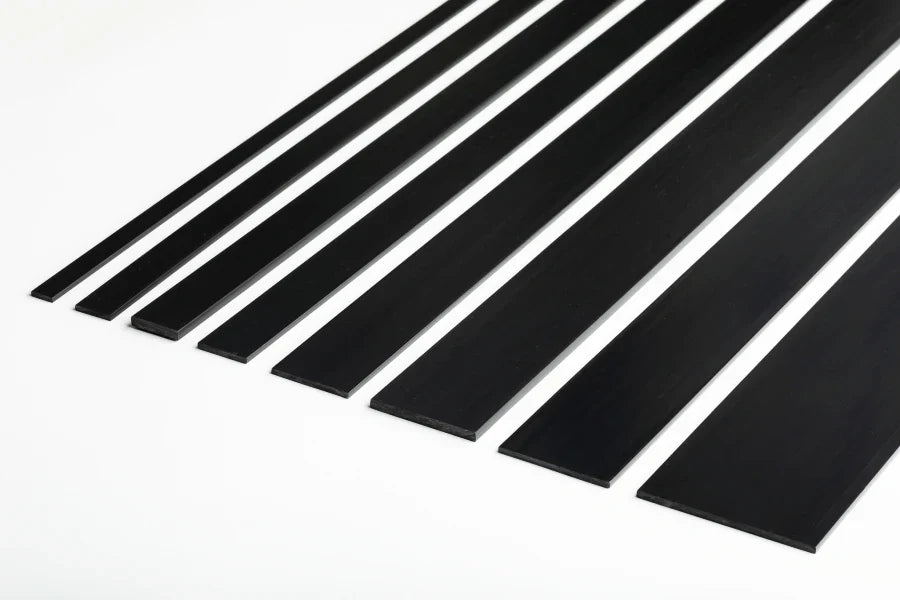 Close Up of Black PVC Plastic Flat Bar Strip