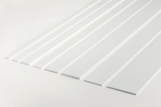 Close Up of White PVC Plastic Flat Bar Strip