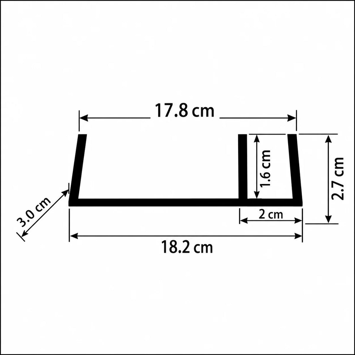 Black PVC Plinth Sealing Strip for 16mm & 18mm Kickboards Diagram