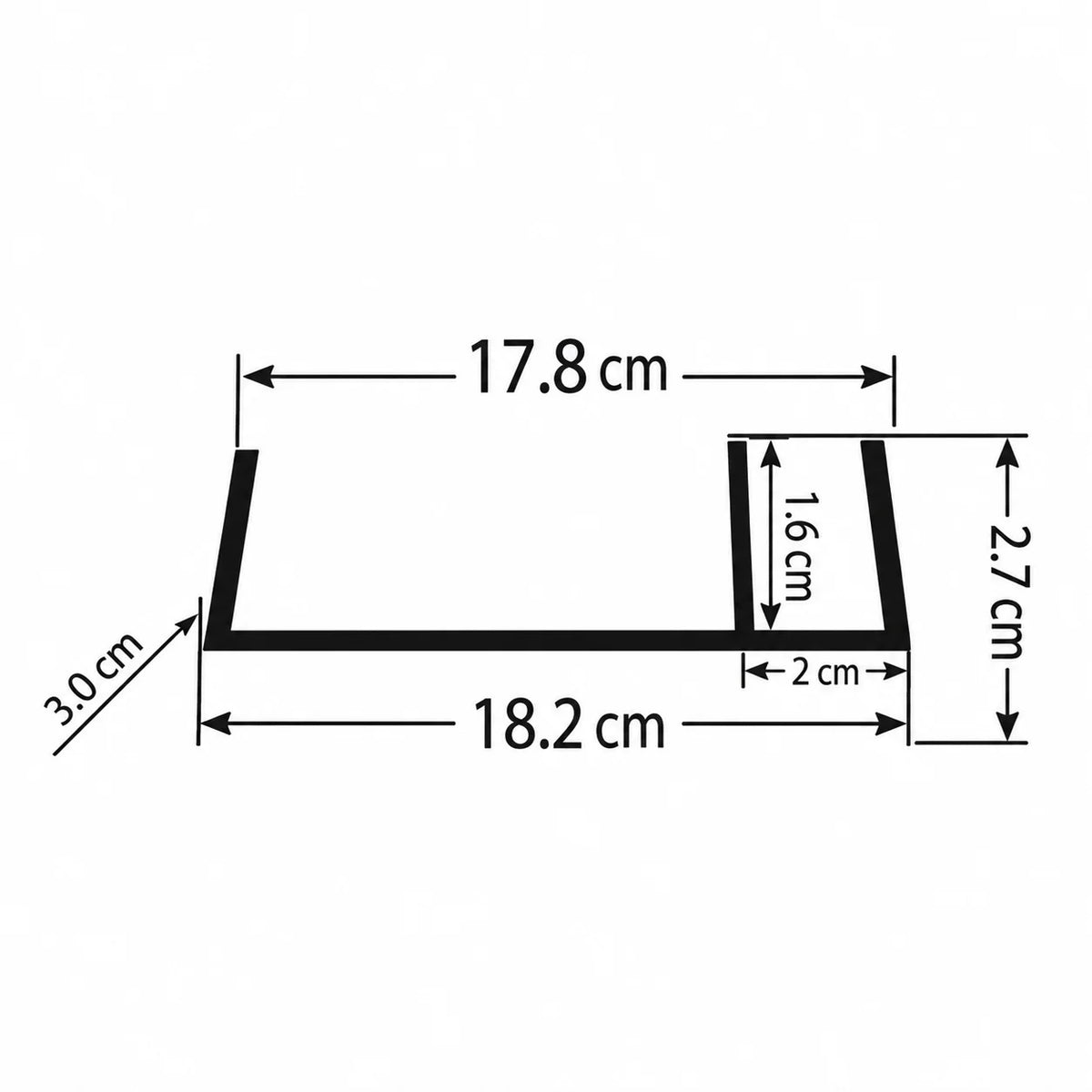 White PVC Plinth Sealing Strip for 16mm & 18mm Kickboards Diagram