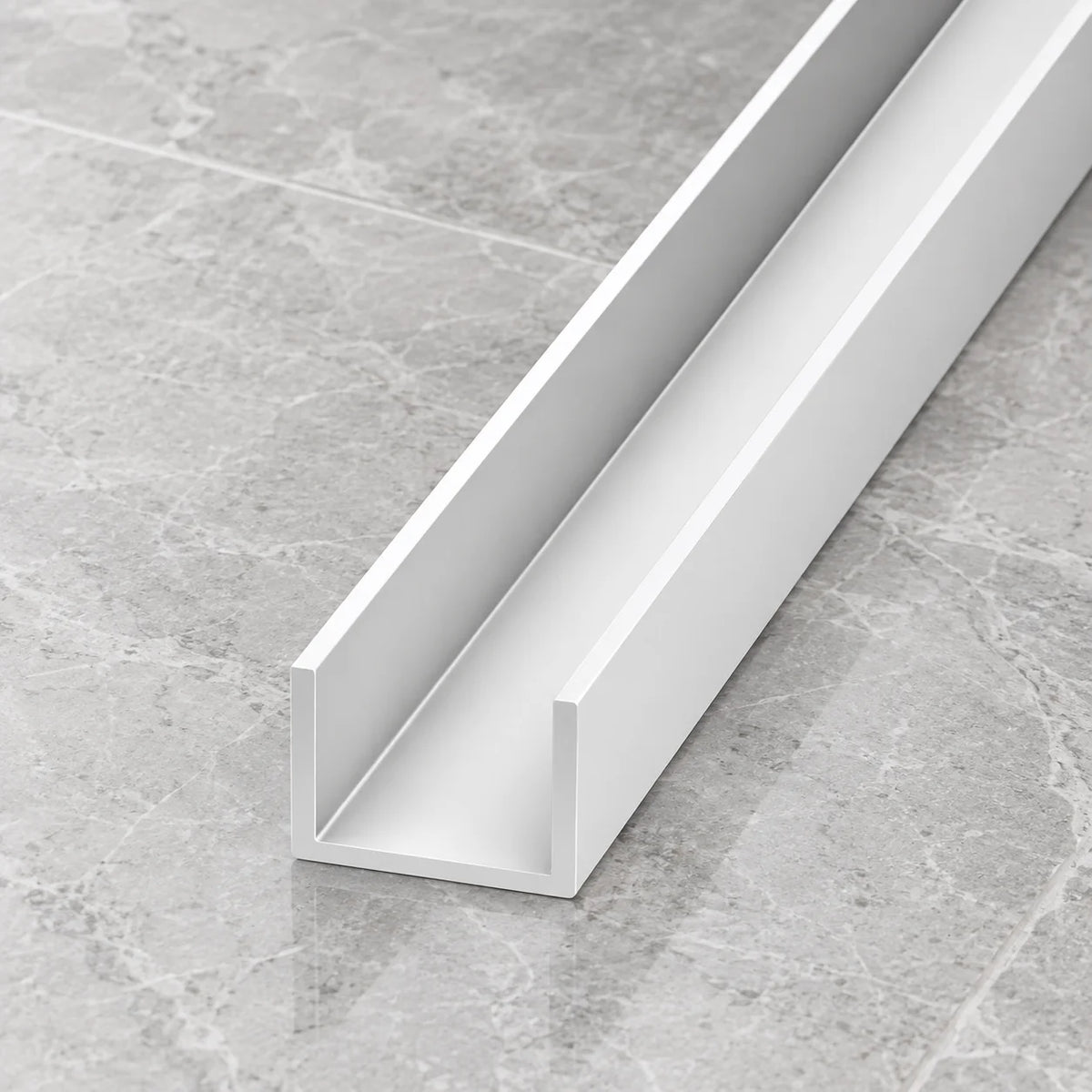 White PVC U Channel Profile Edge Trim 1m  In Multiple Sizes 