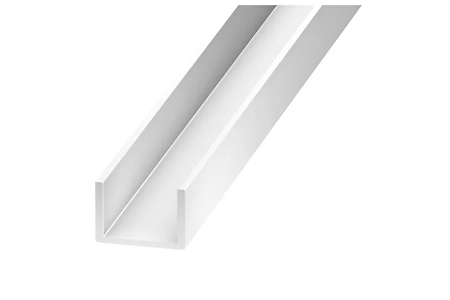 White metal profile on a white background