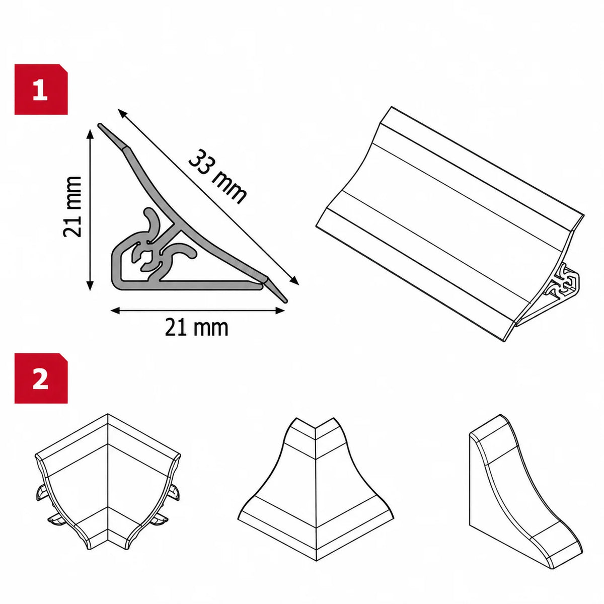 PVC Splashback Trim Worktop Edging Profile Kitchen Bathroom Accessory Diagram