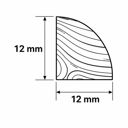 Pine Wood Quadrant Trim Natural Decorative Moulding 10mm & 12mm Length Diagram 12mmx12mm Size