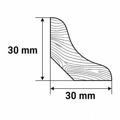 Pine Wood Scotia Beading , Grooved Trim Moulding Strip Smooth Profile Diagram 30mm x 30mm