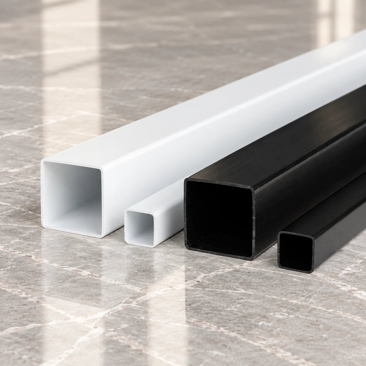Plastic Rigid PVC Box Section Black & White Square Tube 1/2.5m Length Both Variants