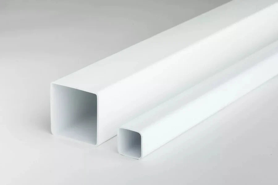 Plastic Rigid PVC Box Section Black and White Square Tube 1/2.5m Length