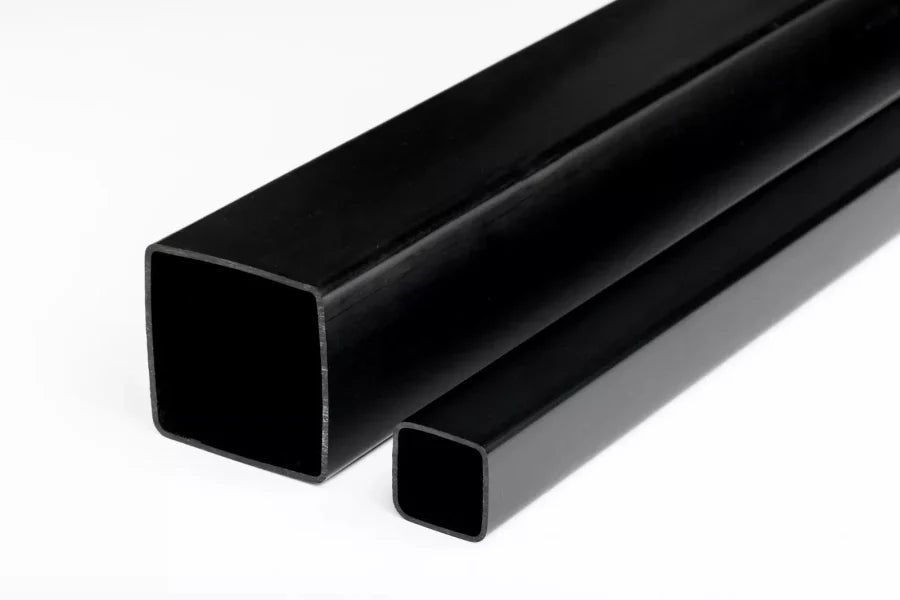 Plastic Rigid PVC Box Section Black and White Square Tube 1/2.5m Length