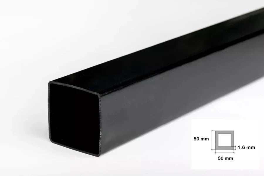 Plastic Rigid PVC Box Section Black & White Square Tube 1.6mm/50x50mm Length