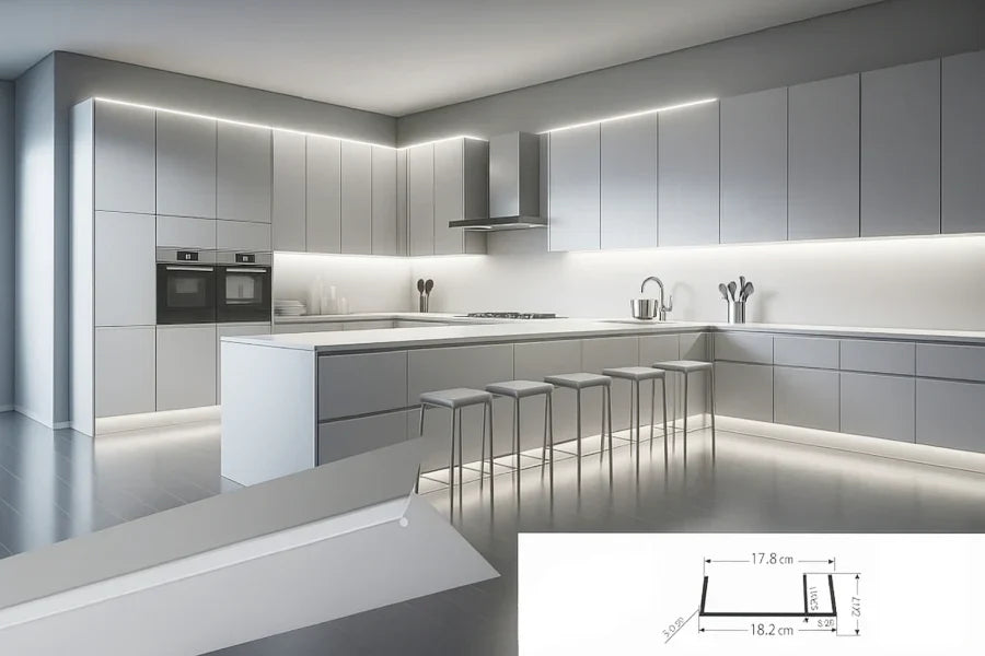 Plinth Sealing Strip Light Grey PVC Kickboards- Real Image1