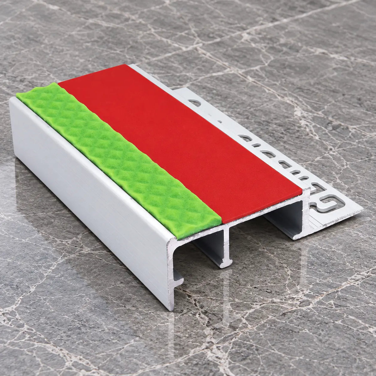 45x20mm Aluminium Tile-In Stair Nosing for 10–12.5mm Tiles In Red Color