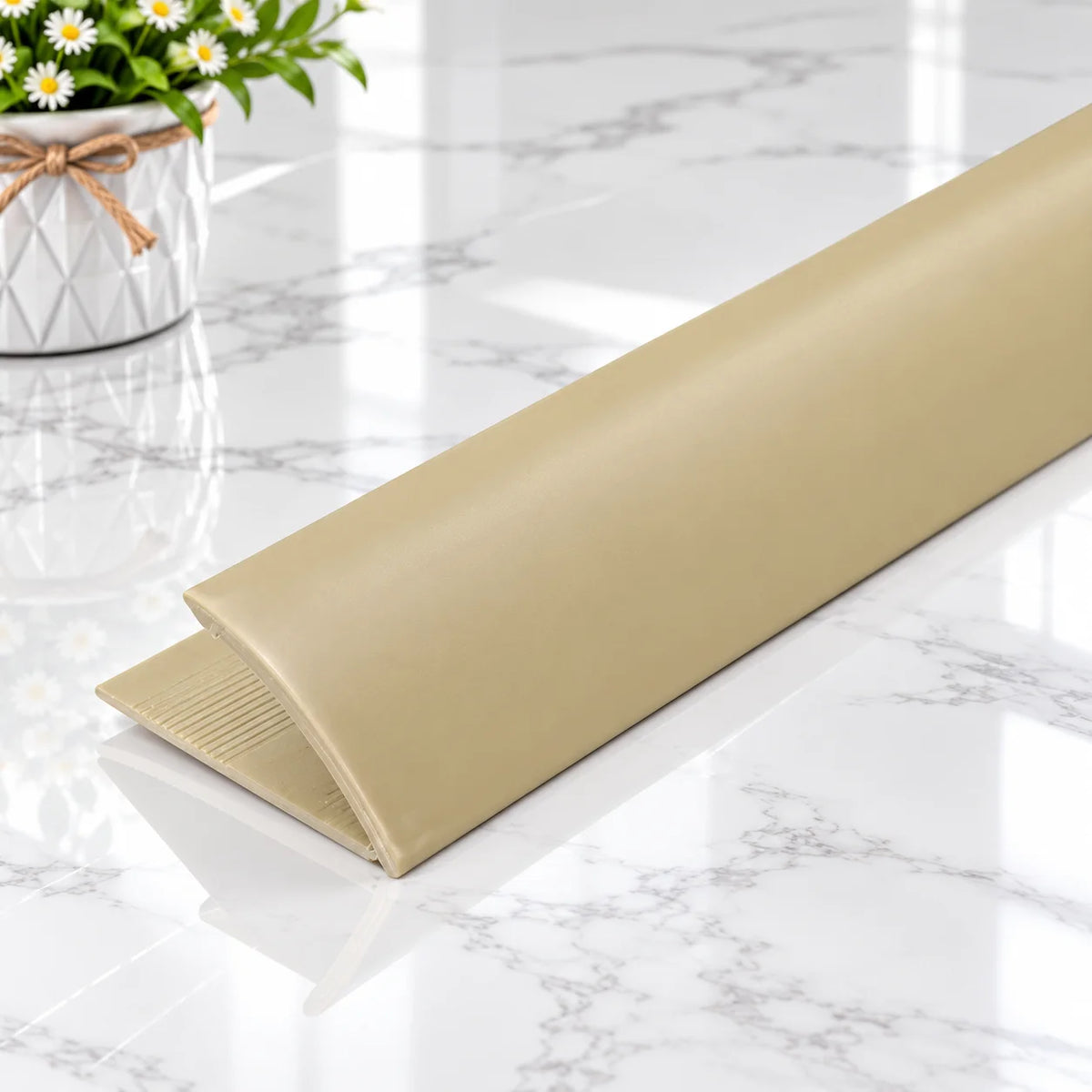 10mm Round Edge PVC Tile Trim Quadrant for bathroom and kitchen tiles.