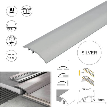 Aluminium Floor Edging Strip Door Threshold Adjustable for Smooth Floor Transitions S16