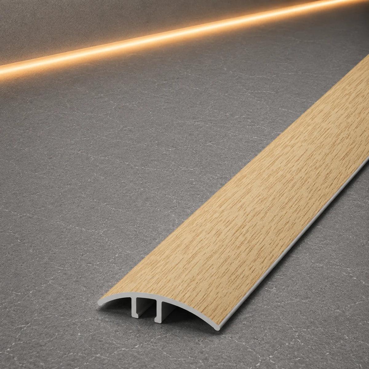 E64 40mm Pvc Wood Effect Door Threshold Strip in Sandy Oak Color