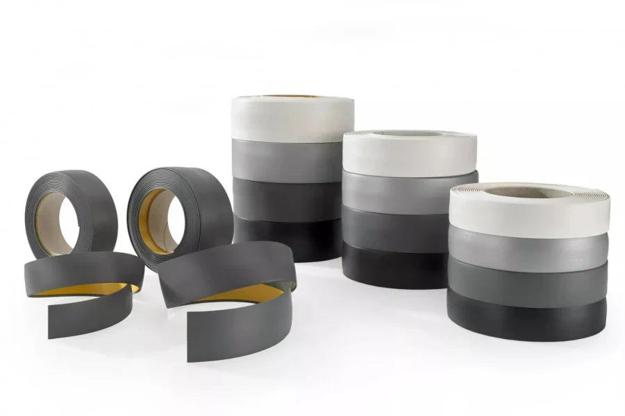 Self-Adhesive PVC Plastic Roll Black White Anthracite Cover Strip Flat Bar All Colors