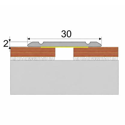 30mm wood effect aluminium self adhesive threshold strip in use between rooms