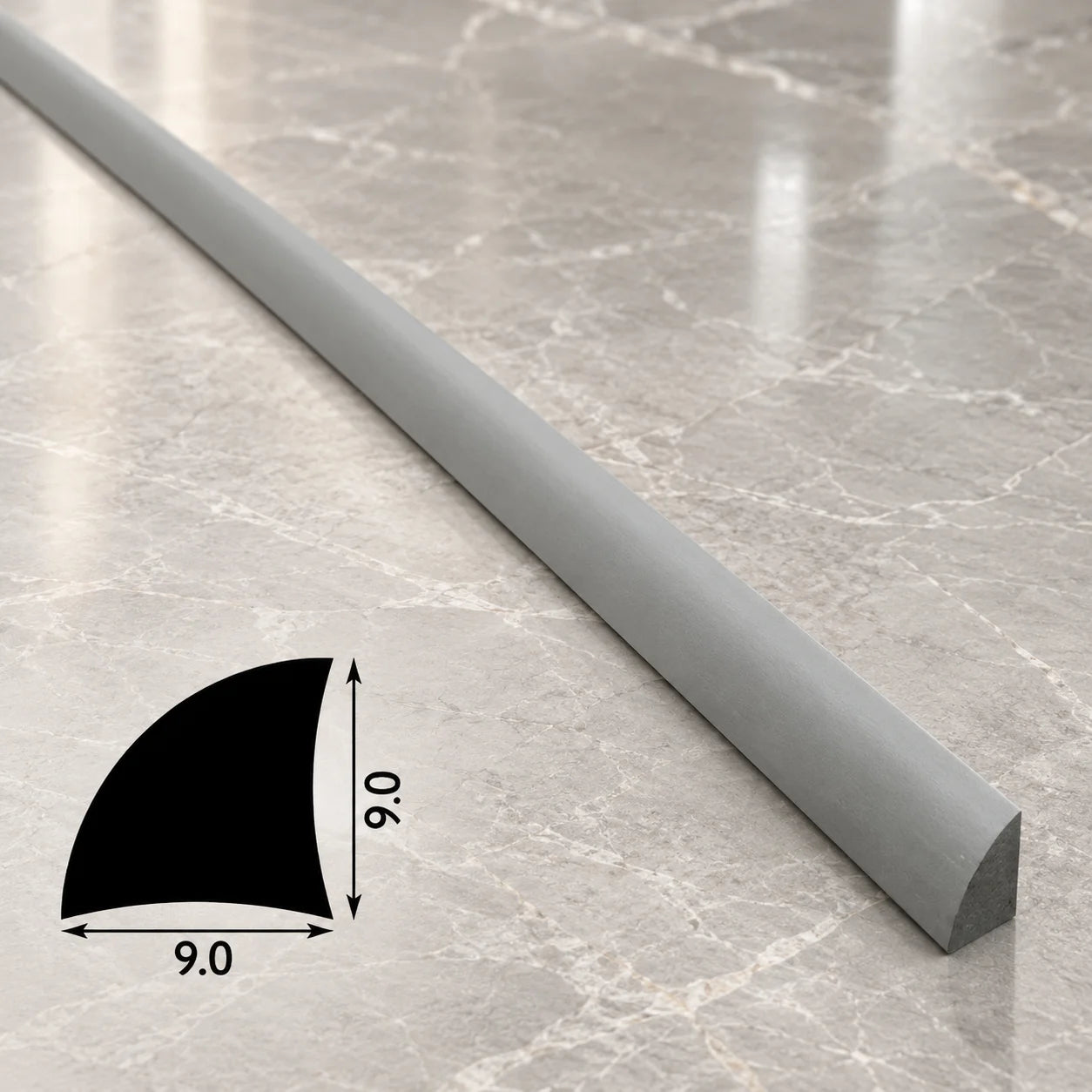 Decorative Flooring Window Edge Beading Worktop Strip UPVC 9mm Quadrant Trim Moulding In Silver Color