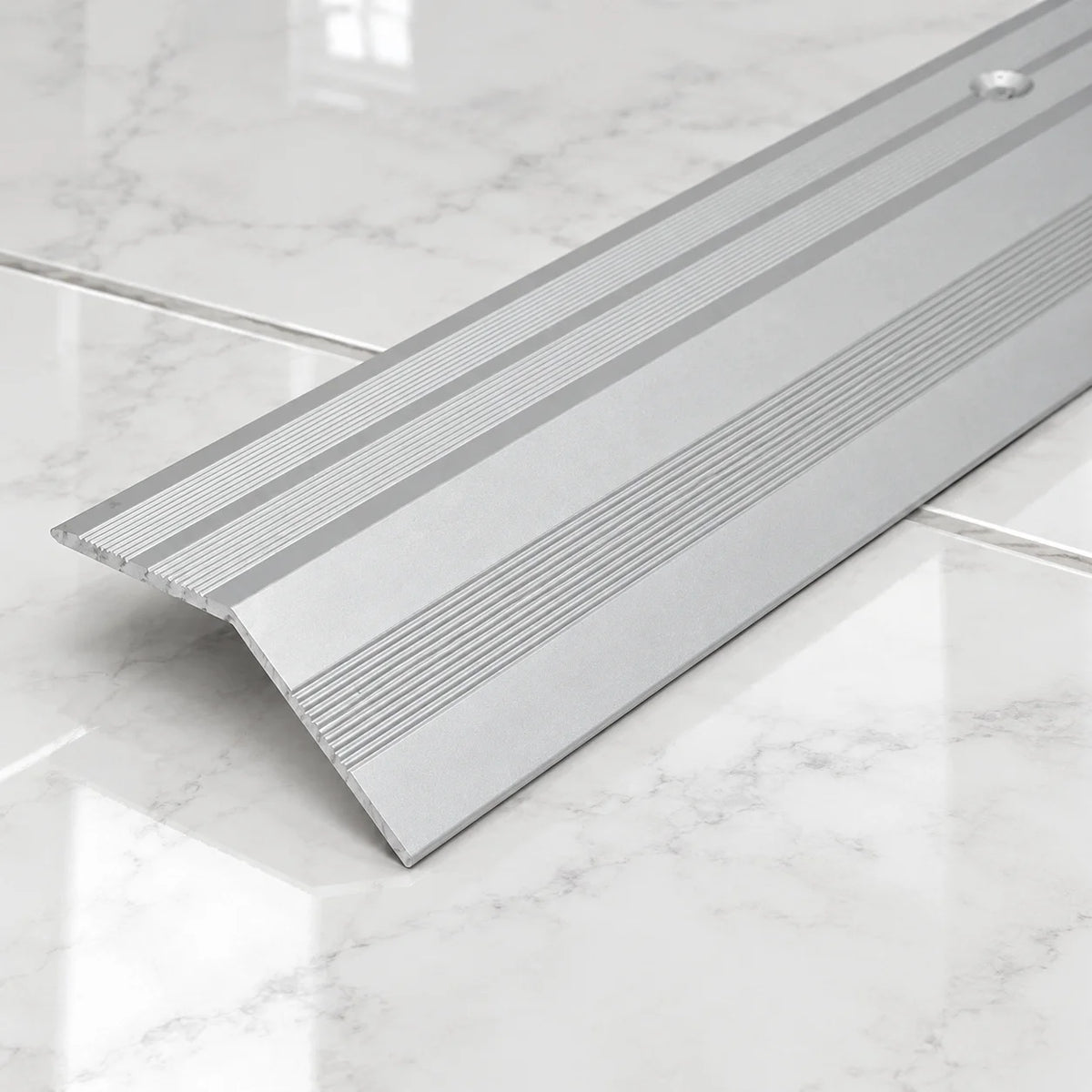 37mm Aluminium Screw-Fix Ramp Transition Strip In Silver Color