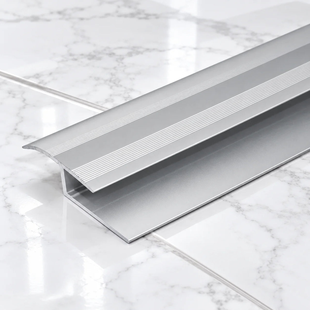 40mm Aluminium Dual-Level Floor Transition Profile In Silver Color