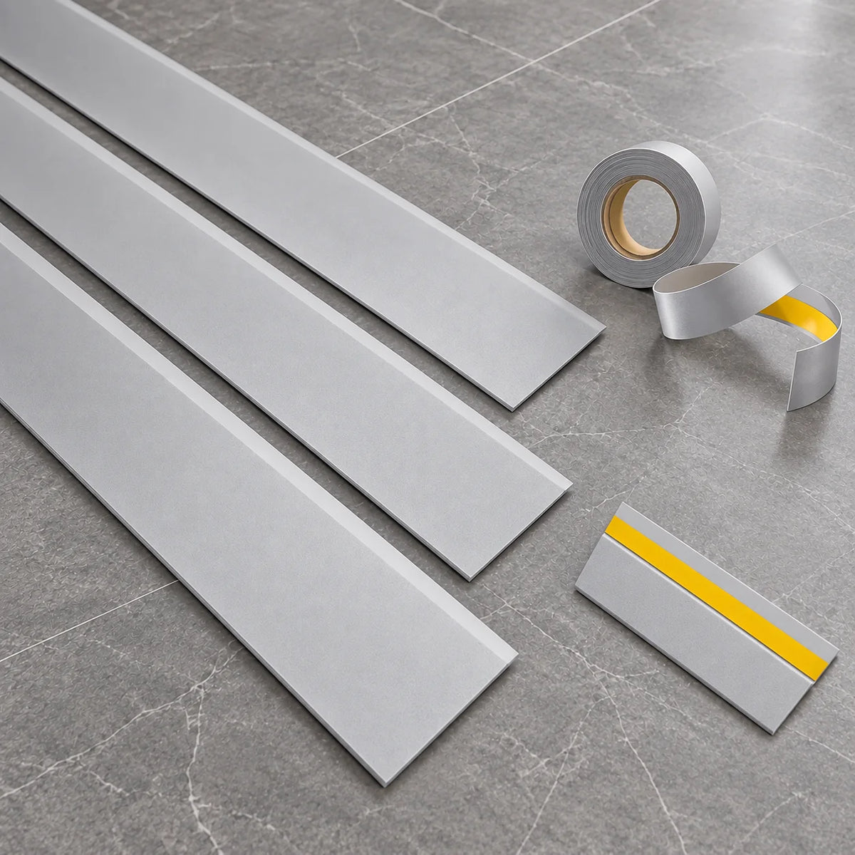 Self-Adhesive PVC Plastic Roll Black White Anthracite Cover Strip Flat Bar In Silver Color