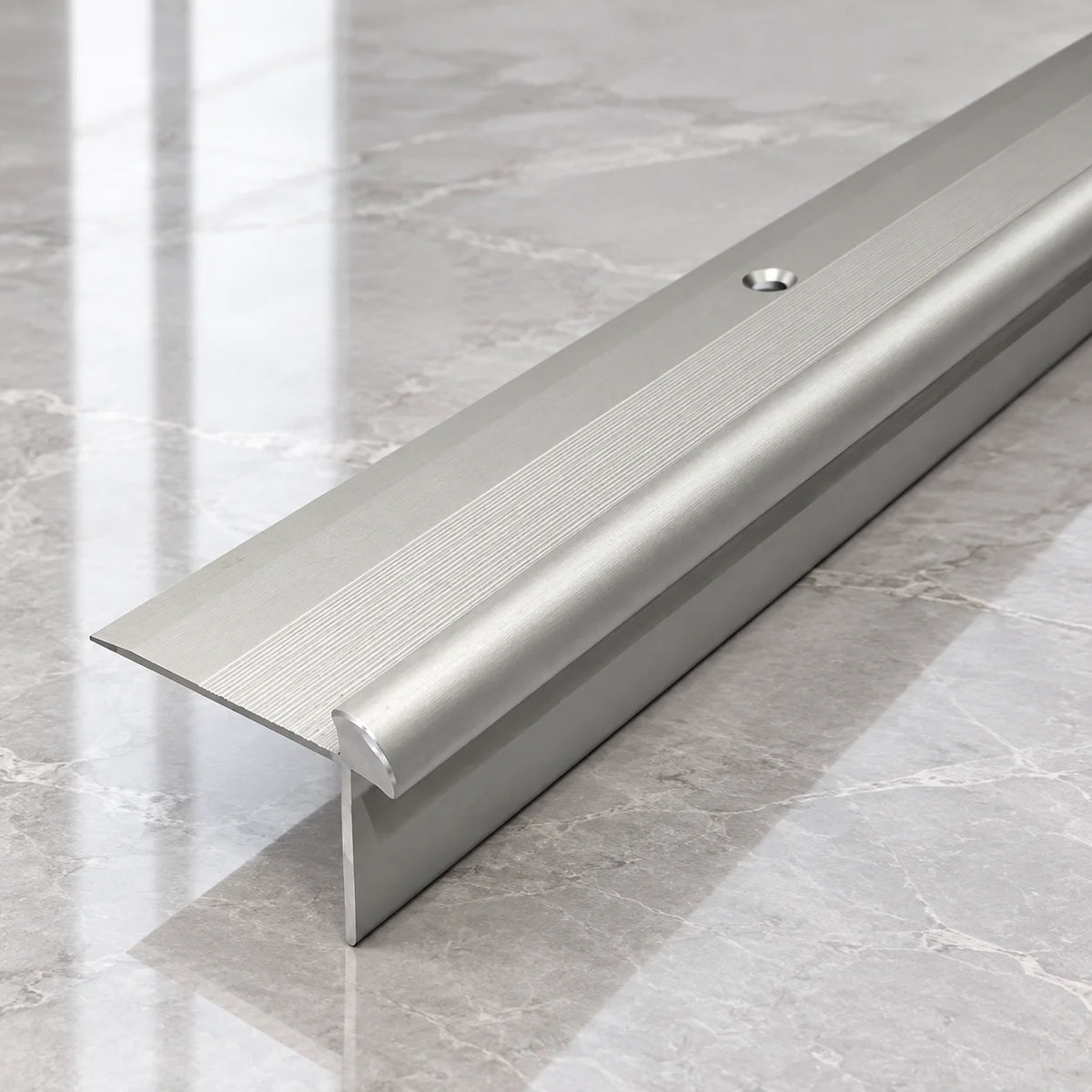 40 x 26mm Anodised Aluminium LVT Stair Nosing for 3mm Floors | 2.7m in Silver Color