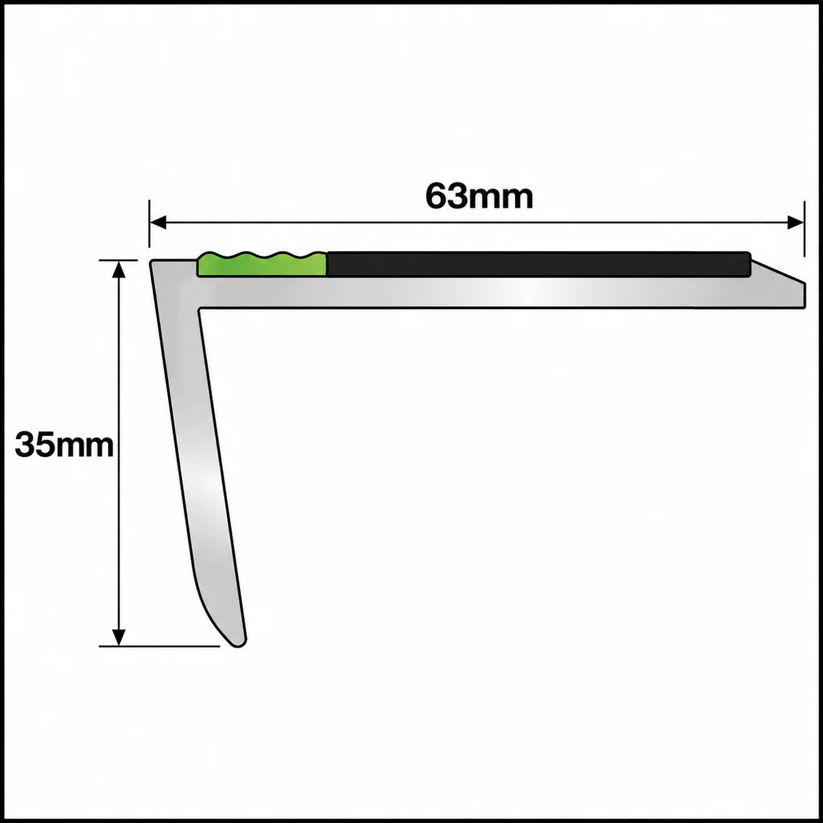 ASR 63x35mm Aluminator® Rakeback Stair Nosing Diagram