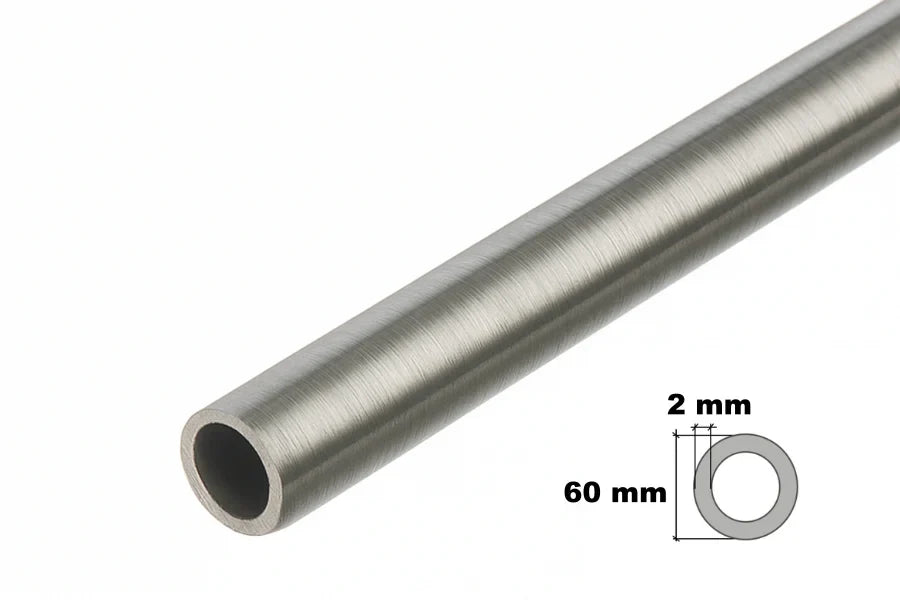 Stainless Steel Round Tube Pipe 304 Grade  – 2mm x 60mm / 39.37" Length