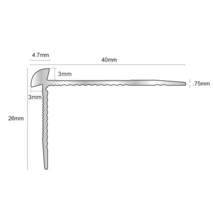 TVC 40 x 26mm Anodised Aluminium LVT Stair nosing Edge Profile For 3mm Flooring