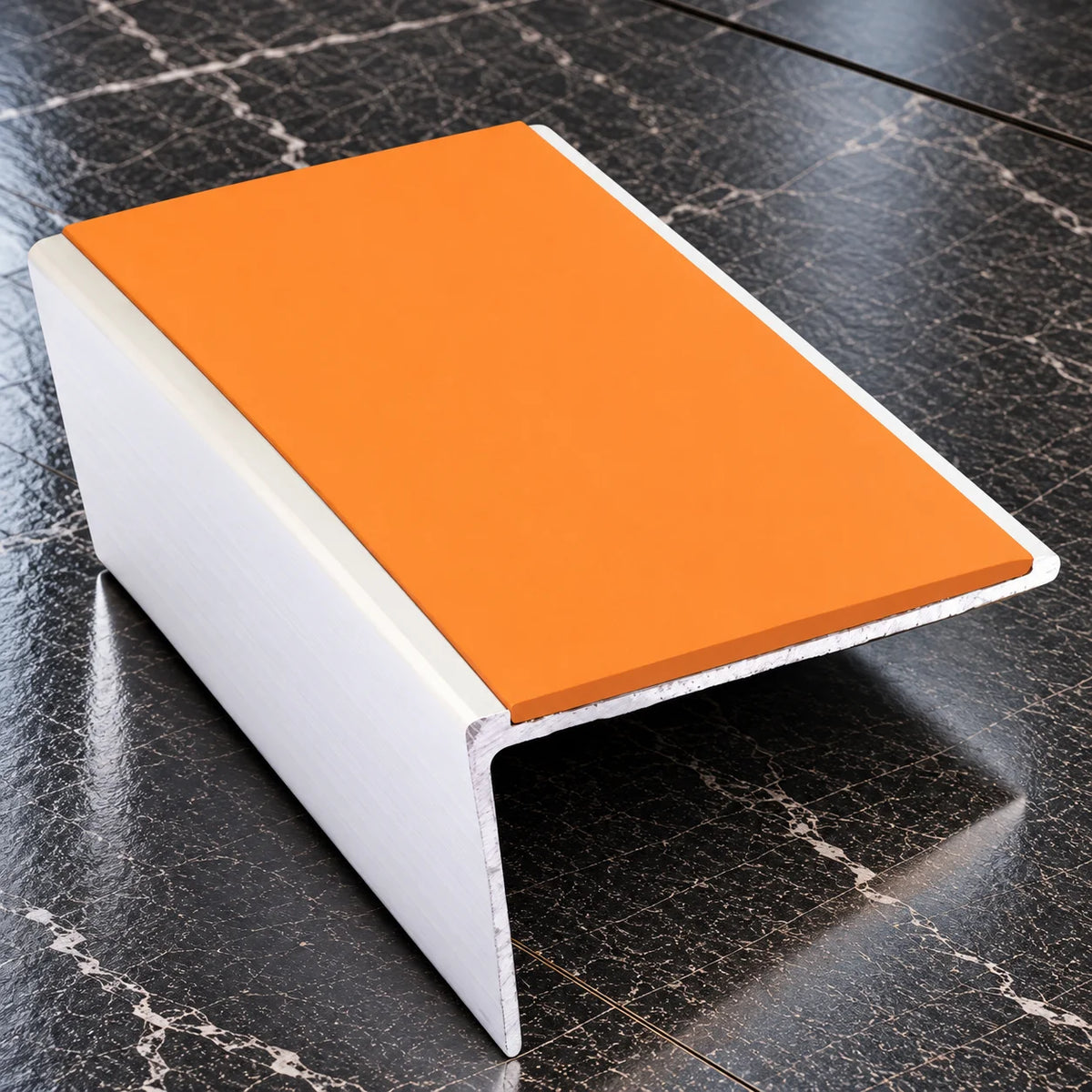 NSL02 57 x 32mm Aluminium Rakeback Stair Nosing with PVC Insert In Tangerine Color