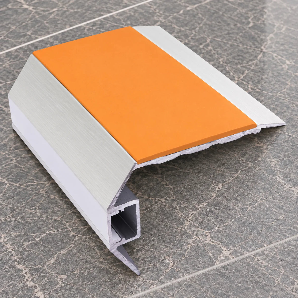 NSLR50 Illuminated Aluminium Stair Nosing 77.5x48.5mm In Tangerine Color 