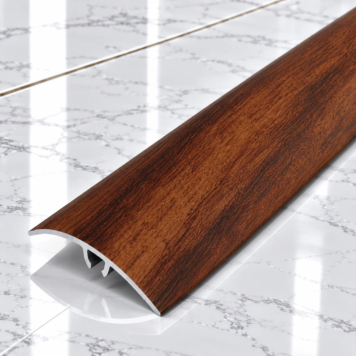50mm Wood Effect Aluminium Adjustable Threshold Strip In Togo Mahogany Color