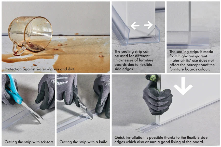 Transparent Kickboard Trim MDF Panel Cover PVC Plinth Sealing Strip