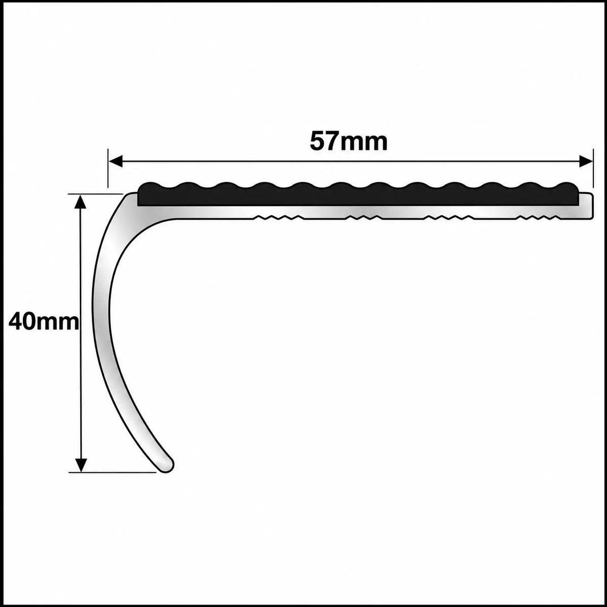 NSL03 57x40mm Tredsafe Bullnose Stair Nosing Diagram