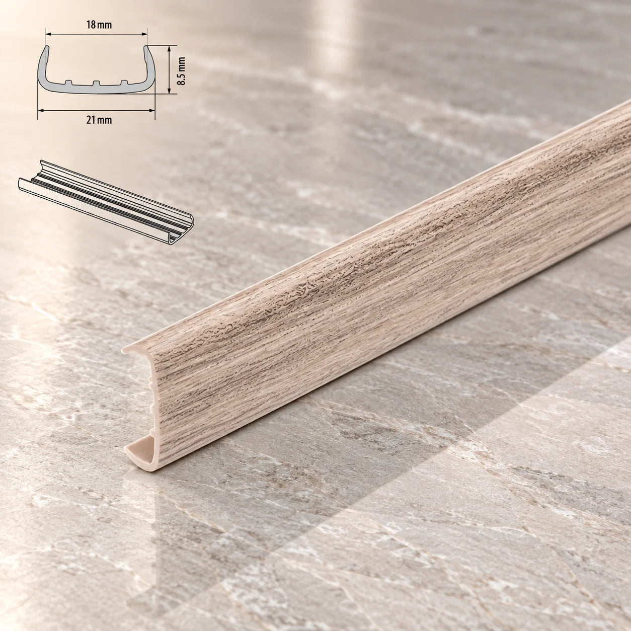 PVC Melamine Furniture Board Panel Cover U Trim Edging Strip In Truffle Oak Color